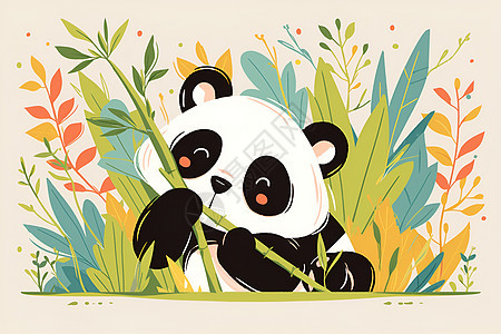 拿着竹子的熊猫图片
