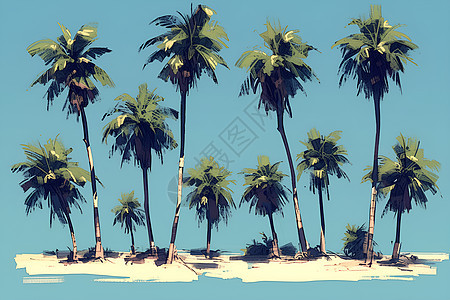 岛屿上的棕榈树图片