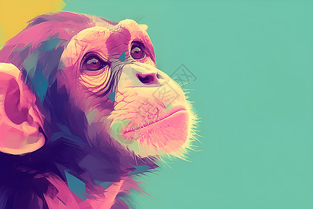 猴子与丰富色彩的背景图片