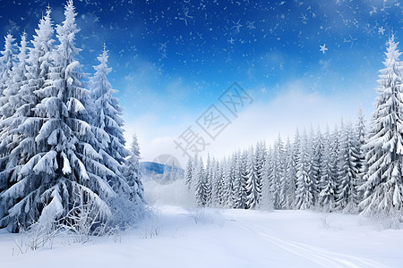 冬日星空中的雪景图片
