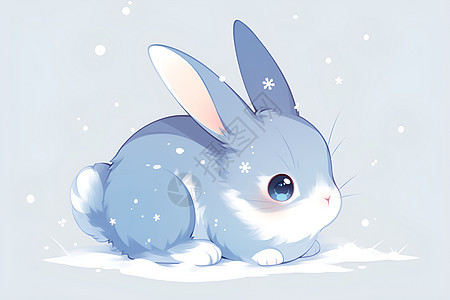 冬日中的蓝色兔子图片