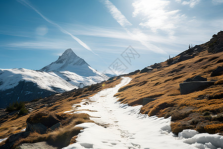 冰雪中的山径图片