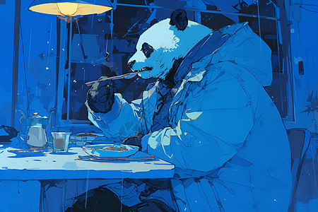 享用晚餐的熊猫图片