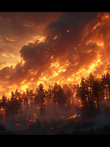 燃烧着的森林大火图片