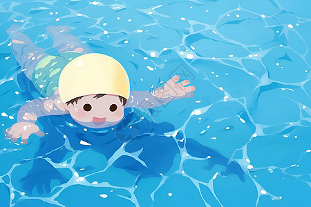 夏日游泳的男孩图片