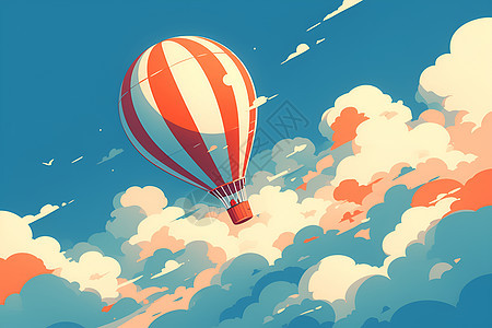 天空中翱翔的热气球图片