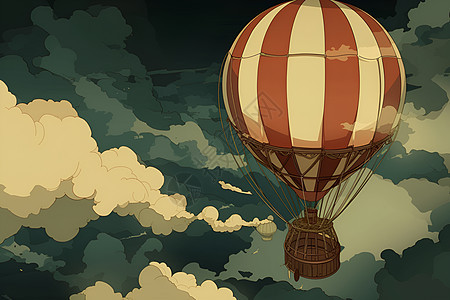 红白热气球插画图片