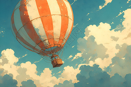 翱翔空中的热气球图片