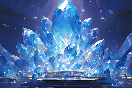 巨大的蓝色水晶场景图片