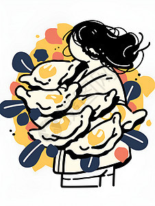 拿着饺子的女孩背景图片