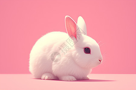 一只白色的兔子图片