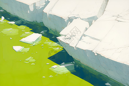 古老冰川的绿色海水图片