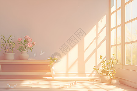 阳光照进温馨的房间里图片