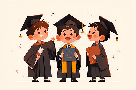 三个男孩毕业礼服图片