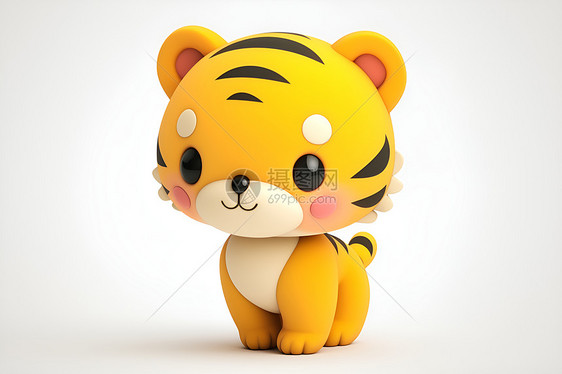 可爱黄色虎崽玩具图片