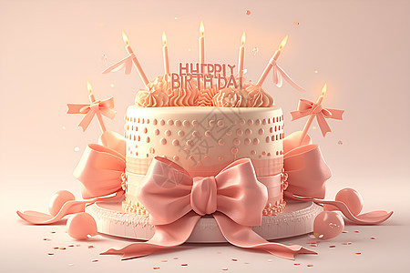 生日蛋糕与烛光图片