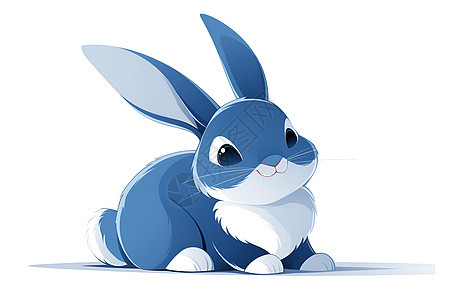 蓝色小兔插画图片