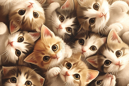 一群可爱的小猫图片