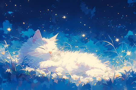 草丛休息的猫咪图片