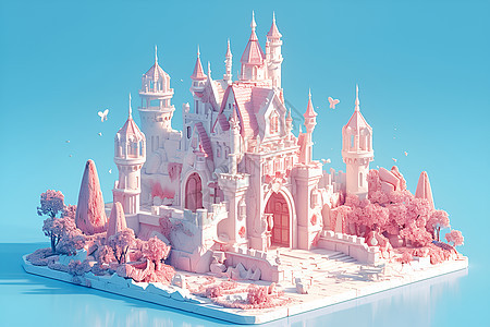 粉色的粘土童话城堡图片