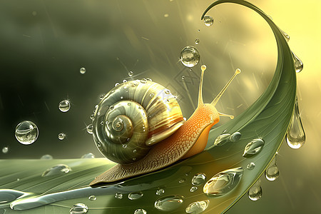 沐雨中的蜗牛图片