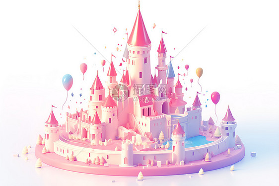 粉色粘土玩偶城堡图片