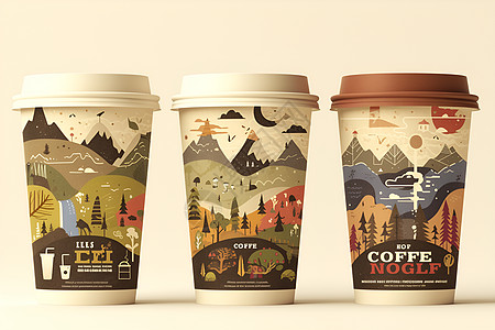 山景杯的咖啡杯包装图片