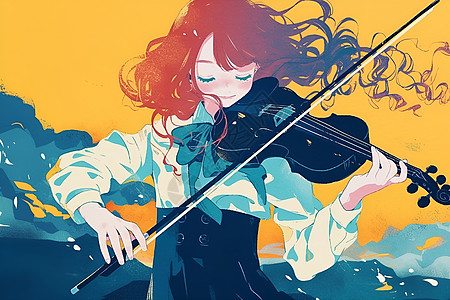 拉小提琴的女孩图片