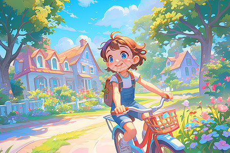 自行车上的小女孩图片