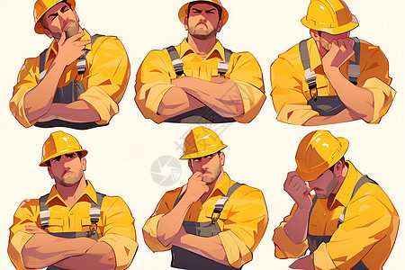 黄色硬帽下的建筑工人图片