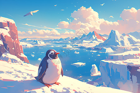 雪地中的企鹅图片