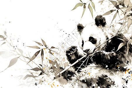 抱着竹子的熊猫图片