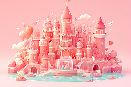 梦幻的粉色城堡图片
