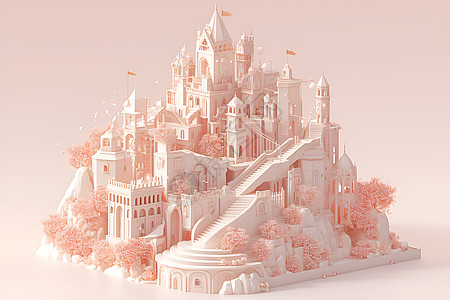 神秘风粉色城堡图片