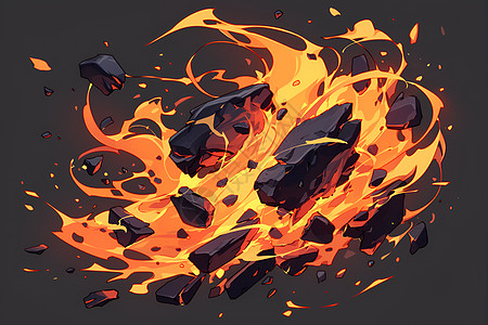 烈焰吞噬燃烧的煤炭图片