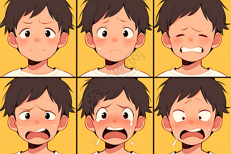 多种面部表情的男孩图片