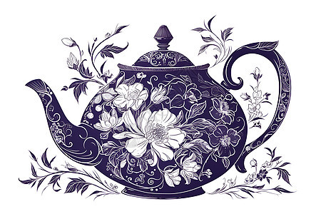 紫色中国风茶壶背景图片
