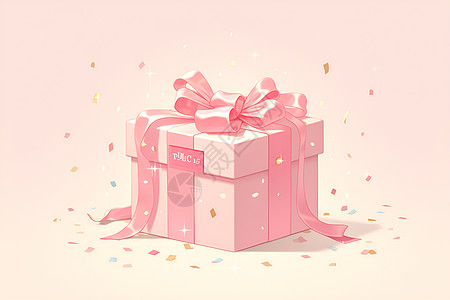 粉色礼盒的蝴蝶结图片