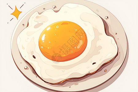 餐盘里的金黄煎蛋图片
