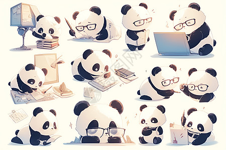 办公室的卡通熊猫图片