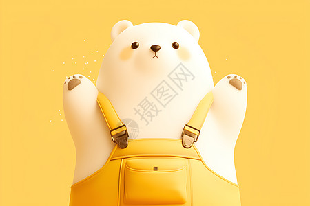 快乐小熊穿着黄色背带裤图片