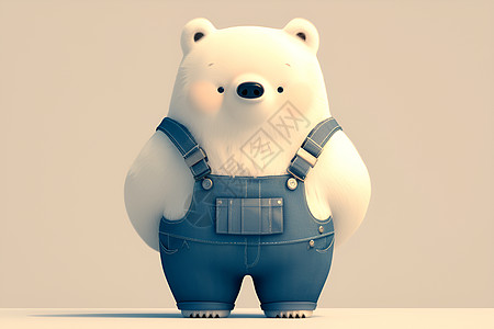 白熊穿着工装裤图片