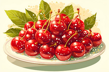 新鲜的红色樱桃图片