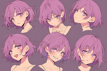 可爱紫发女子表情包图片