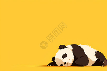 甜睡中的可爱卡通熊猫图片