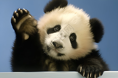 熊猫与蓝色背景图片