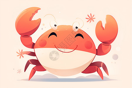 可爱的卡通螃蟹微笑着图片