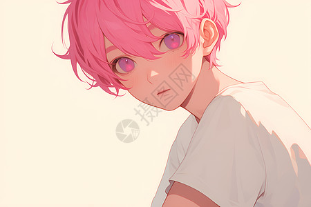 男孩的粉色头发图片