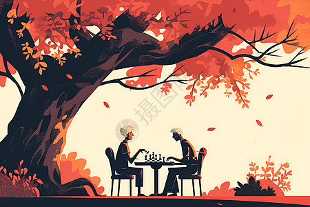 树下的棋局图片