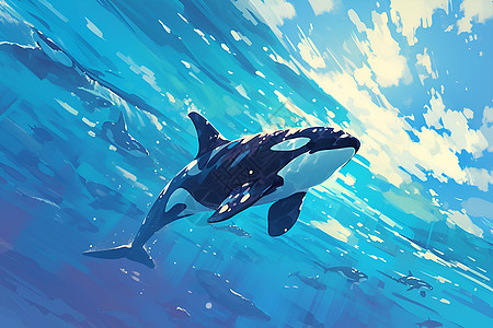 鲸鱼优雅的游动图片